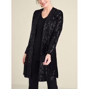 Soft Surroundings Womens Sz Small Black Sequin Jacket & Pants Set